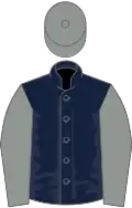 Dark blue, grey sleeves and cap
