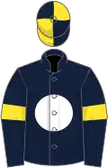 DARK BLUE, white disc , YELLOW armlets, DARK BLUE and YELLOW quartered cap
