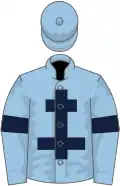 Light blue, dark blue cross of lorraine and armlets