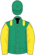 Emerald green, yellow epaulets and sleeves