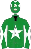 Green, white star, diabolo on sleeves, green cap, white spots