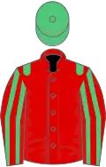 Red, Emerald Green epaulets, Red and Emerald Green striped sleeves, Emerald Green cap