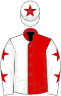 Red and White (halved), White sleeves, Red stars, White cap, Red star