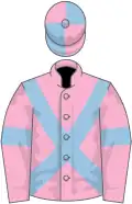 Pink, light blue cross belts and armlets, quartered cap