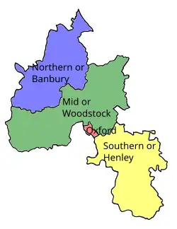 Map of parliamentary constituencies in Oxfordshire 1885–1918