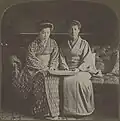 Marchioness Oyama and her daughter, drawing-room of the Oyama home, 1906