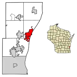 Location of Port Washington in Ozaukee County, Wisconsin.
