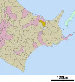 Location of Ōzora in Hokkaido (Okhotsk Subprefecture)