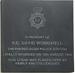 PC David Wombwell memorial plaque