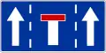 F-17 "end of lane on one-way carriageway" (e.g. middle lane closed)