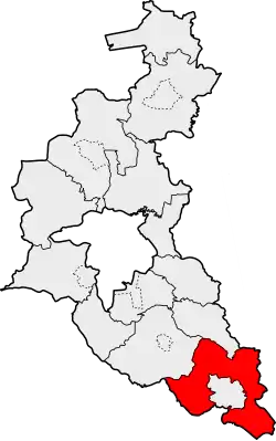 Location of Gmina Dynów within Rzeszów County