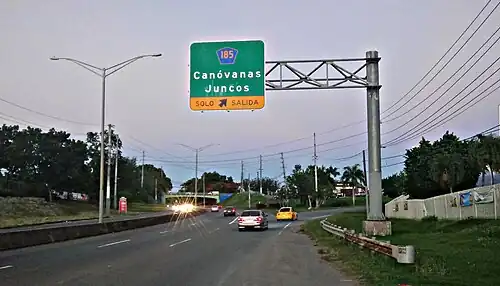 PR-3 east at the exit to PR-185 in Canóvanas barrio-pueblo