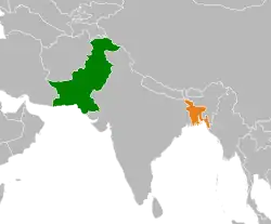 Map indicating locations of Pakistan and Bangladesh