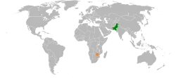 Map indicating locations of Pakistan and Zimbabwe