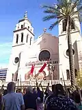 Palm Sunday Mass taking place outside Saint Mary's Basilica