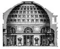 Cross section of the Pantheon showing the discharging arch on the right side