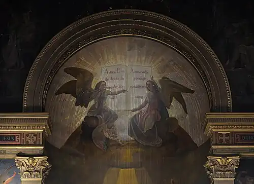 Wall painting of angels above the altar