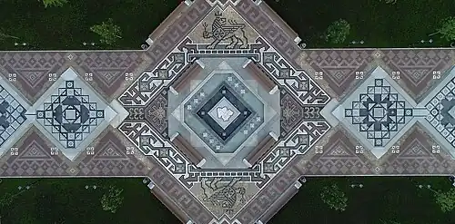 Park paving decorated with traditional Armenian carpet pattern