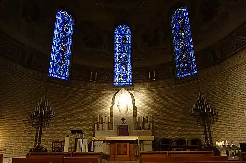 Stained glass in the chapel of the Virgin
