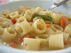 Pasta e fagioli prepared with ditalini