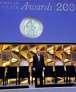 Paul Hebert is shown on the stage of The Franklin Institute, a science museum in Philadelphia, Pennsylvania. Photo taken by E. Zakharov.