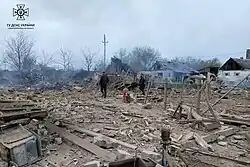 Destruction in Pavlohrad after Russian shelling, 1 May 2023