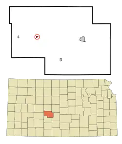 Location within Pawnee County and Kansas