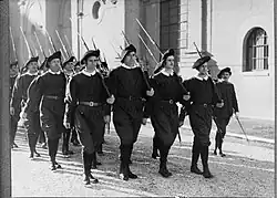 Marching in exercise uniform with Gewehr 98 rifles, 1938