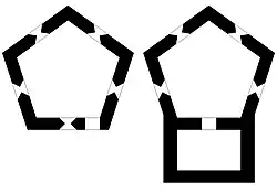 Plan view of a pentagonal pillbox and its AA variant