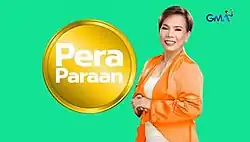 An image of Susan Enriquez, over a mint green background. The show title is displayed on an gold circle, next to Enriquez. The logo of GMA Network is displayed on the upper right side of the image.