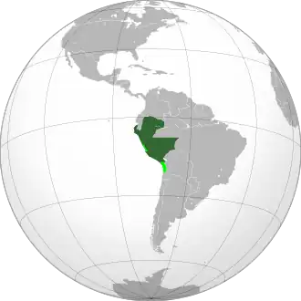 Location of Peruvian resistance movement in the War of the Pacific