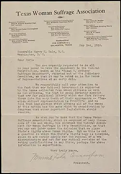 Petition from Minnie Fisher Cunningham of the Texas Woman Suffrage Association.jpg