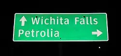 Petrolia road sign in Henrietta, TX