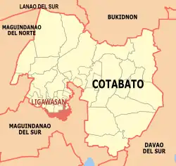 Map of Cotabato with Ligawasan highlighted