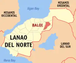 Map of Lanao del Norte with Balo-i highlighted