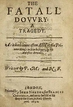 Title page of The Fatall Dowry (1632)