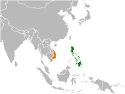 Map indicating locations of Philippines and South Vietnam