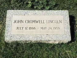 Grave-site of John Cromwell Lincoln (1866–1959).