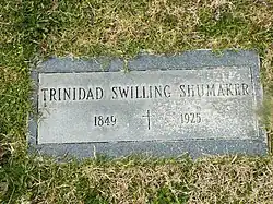 Grave of Trinidad Escalante Swilling Shumaker (1849–1925). Known as the "Mother of Phoenix". Swilling Shumaker was the wife of Jack Swilling, who is credited with being the founding father of Phoenix.