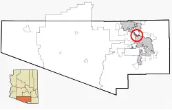 Location in Pima County and the state of Arizona