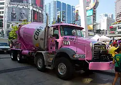 Concrete mixer with tandem steer