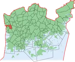Position of Pitäjänmäen yritysalue within Helsinki