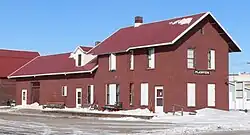 Two-story brick depot building