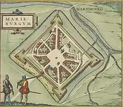 A 1645 map, showing the fortifications and town of Mariembourg
