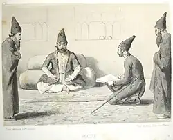 Saltykov sketching Mohammad Shah Qajar, the Shah of Persia, in Tehran in 1838