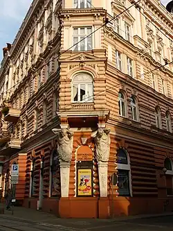 Southern facade of Pod Orlem hotel in Bydgoszcz