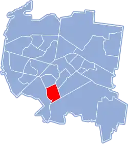 Location of Kawaleryjskie District within Białystok