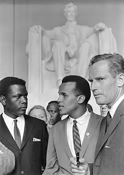 Sidney Poitier, Harry Belafonte and Charlton Heston