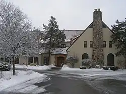 Historic Potawatomi Inn with original entrance visible.