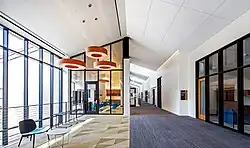 Contemporary interior hallway and lounge in Estella Laboratory